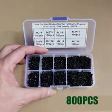 Assorted Box of Self Tapping Screws Flanged Workshop Tappers Black DIY 800Pcs UK