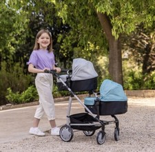 Deluxe Double Twin Doll Pram Stroller Pushchair Xmas Birthday Gift For Kids