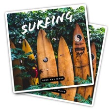 2x Vinyl Stickers Surfing