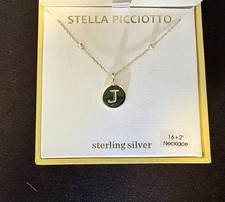 Stella Picciotto "J" initial sterling silver 18”necklace. Italy. NWB. Free Ship 