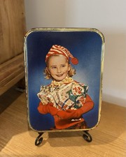 Vintage 1950's Edward Sharp Maidstone Empty Girl With Christmas Presents Tin
