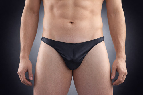 Men wet look cire thong - look,