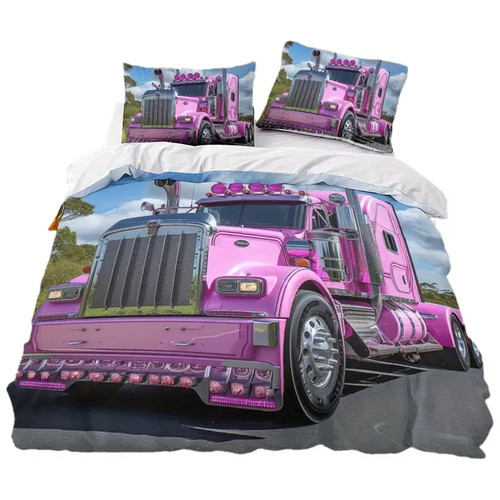 Pink truck bedding set - truck, duvet
