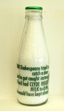 lovely old Clyde Higgs milk bottle :  Stratford on Avon dairy "Will Shakespeare"