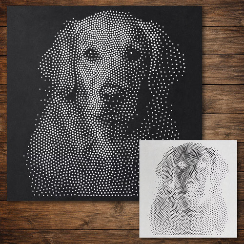 Golden retriever dog stipple - golden,