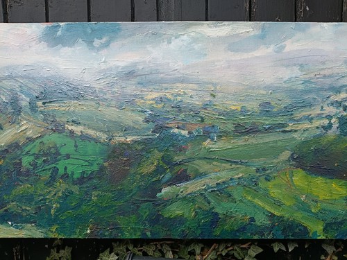 Swaledale panoramic oil - swaledale,panoramic,