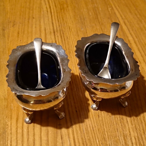 Pair silver plate mustard - pair,