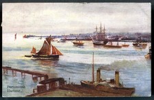 PORTSMOUTH HARBOUR. Artist's impression with Railway Jetty & HMS "Victory" 1905