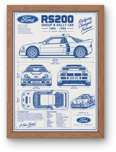 Ford rs200 blueprint poster - ford,
