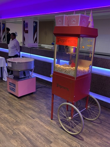 Popcorn and candy floss - and,