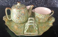 Royal Winton Grimwades Green Floral Lustre Chintz Breakfast Set on Tray