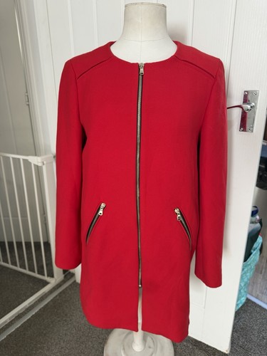 Zara woman red collarless coat - woman,