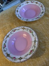 Pair Shelley China Dishes  Handpainted Small Pink Vincent Dishes