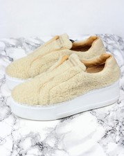 RUSSELL & BROMLEY PARK UP Faux Sheepskin Flatform Trainers, Size EU 36 / UK 3