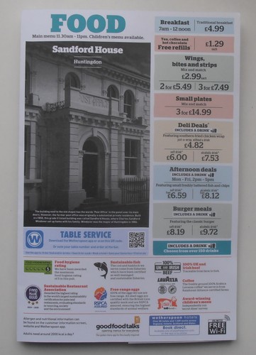 Wetherspoons menu sandford - wetherspoons,