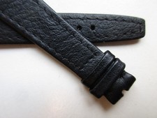 Omega black leather tapered 17 MM leather watch band strap - SHORT