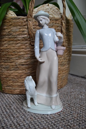 Lladro style lady with basket - lady,