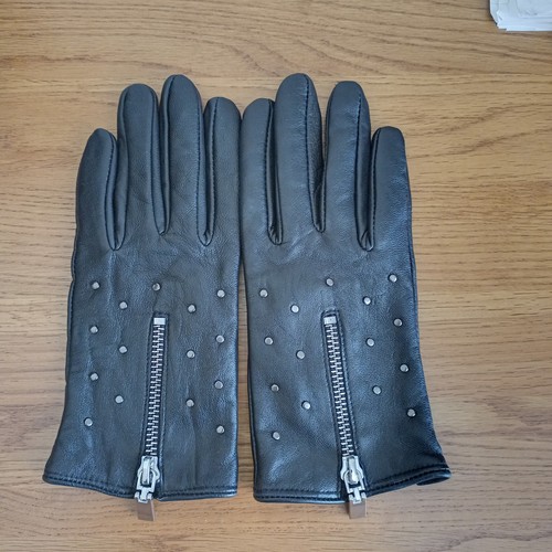 Ladies black leather - , gloves