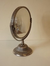 Vintage Ornate Silver Plated Swivel Vanity Mirror Make up/Shaving