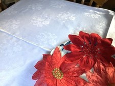 XL Vintage White Linen Damask