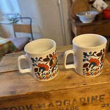 Vintage Pair Kilncraft 1960’s 1970’s Drinking Mugs Teal / Rust / Mustard Pattern