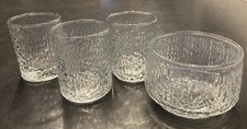 3 Vintage Ravenhead Siesta small tumblers & bowl Ice Bark short Glass midcentury