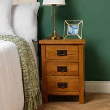 Baysdale Rustic Oak 3 Drawer Bedside Cabinet / Bedside Locker/ Nightstand/ Built