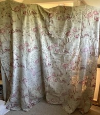 Antique Fabric, Faded Floral Pink Rose Peony, French Furnishings