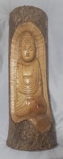 Lucky Buddha - Large Sized  Handcrafted Carved Wooden Log Buddha