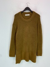 Zara Mustard Plain Crew Neck Jumper Textured Knit Oversized Long Sleeve S
