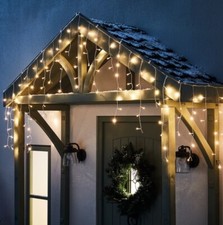 960 LED Timer Icicle String Lights Warm White Christmas Xmas - Ex Display Boxed