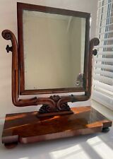 Antique Mahogany & Rosewood William IV Toilet Mirror c1835 Original Mirror Plate