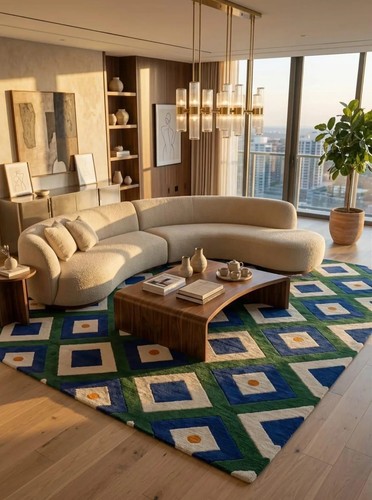 Hand tufted geometric wool - geometric,