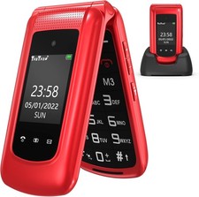 CHAKEYAKE Senior Mobile phone with Big Button, Easy to Use Basic Cell Red 