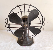 Antique Brass & Cast Iron Black Electric Table Fan Decorative Collectible I976