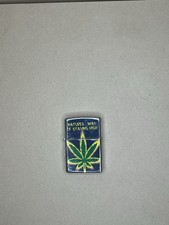 Zippo Cigarette Lighter with ‘Natures Way Of Staying High’ & Leaf Design