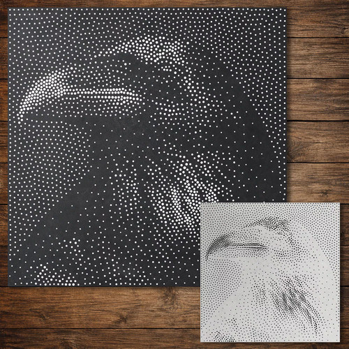 Raven stipple art stencil - raven,