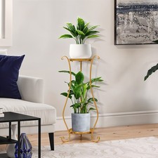 72cm Tall Gold Flower Plant Pot Display Plant Stand Shelf Garden Indoor Outdoor