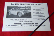 TVR GRANTURA Mk 111 1800 GRANTURA ENGINEERING 1964 ORIGINAL VINTAGE ADVERT