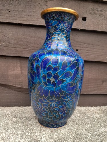Cloisonné vase blue - in, enamel