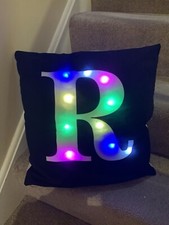42 cm Square Decorative Cushion Cover with Light up Initial R on the front 