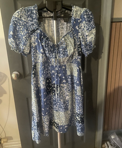 Apricot blue white floral - apricot,