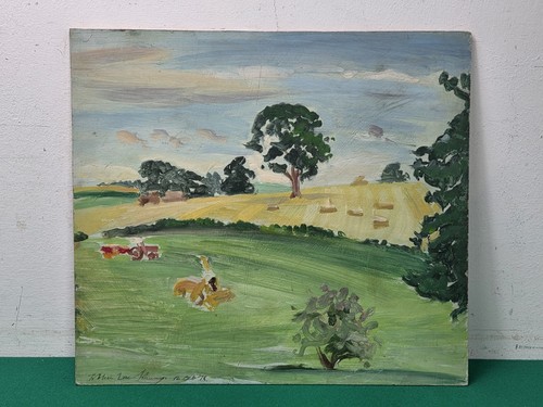 Unframed folk art harvest time - harvest,