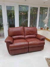 Brown Leather 2-Seater Recliner Sofa