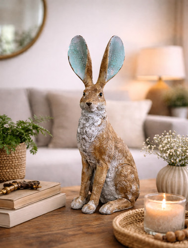 Rustic hare ornament 40cm - ornament, with