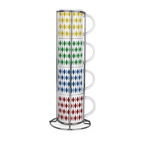 Argyle stacking mugs set - stacking, of