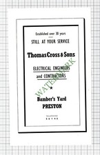 C7797) Thomas Cross & Sons Electrical Preston Advert - 1952 Cutting