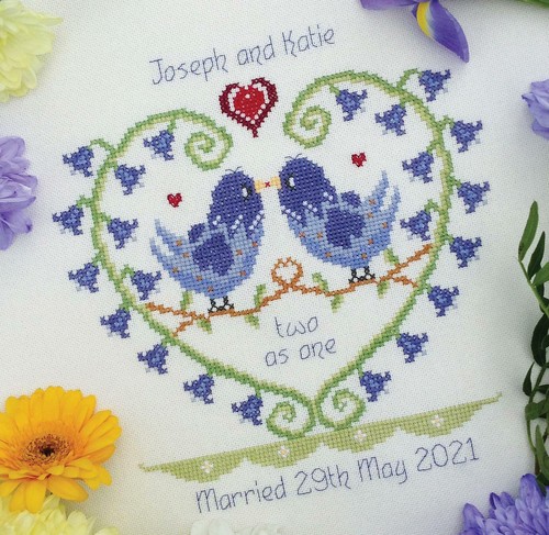Bluebell heart cross - cross, stitch