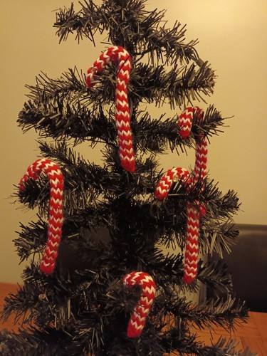 Handmade knitted candy cane - handmade,