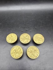 Set Of 5 Vintage Round Drawer Knobs 4 Cm Wide Gold Tone Floral Mid Century 